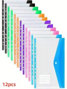 Colorful Loose-Leaf Folder Set, Loose-Leaf Planner Inner Page Folder, Highly Attractive File Storage Bag, Portable Lightweight File Cover, Suitable For Office Documents, Classroom Notes, Business Presentations, Daily Paper Organization - Multi-color - View 12