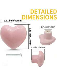8/6/4/1pc Pink Ceramic Heart-Shaped Drawer Handle With Screws, Decorative Handle For Baby Girl's Room, Suitable For Drawer And Wardrobe Handles - Multicolor - View 6