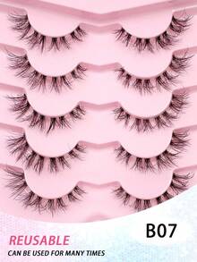 ENCHUW 1 Pair False Eyelashes, Transparent Adhesive Style, Soft And Natural Texture, Short Length, Invisible 3D False Eyelashes Set - Black - View 6