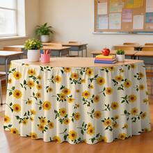 Taplak Meja dan Rok Meja Motif Bunga Matahari Klasik dan Elegan 1 buah, Cocok untuk Acara Pesta, Dekorasi Dapur dan Ruang Makan - A - View 5