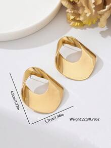 1 Pair Women's Oval Hollow Stud Earrings Shiny Finish - Women's Earrings - View 2