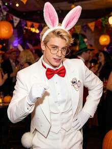 Halloween 3/7pcs Easter White Rabbit Costume, Rabbit Outfit Wonderland Rabbit Costume Accessories Set, Adult Costume Set - Multicolor - View 3