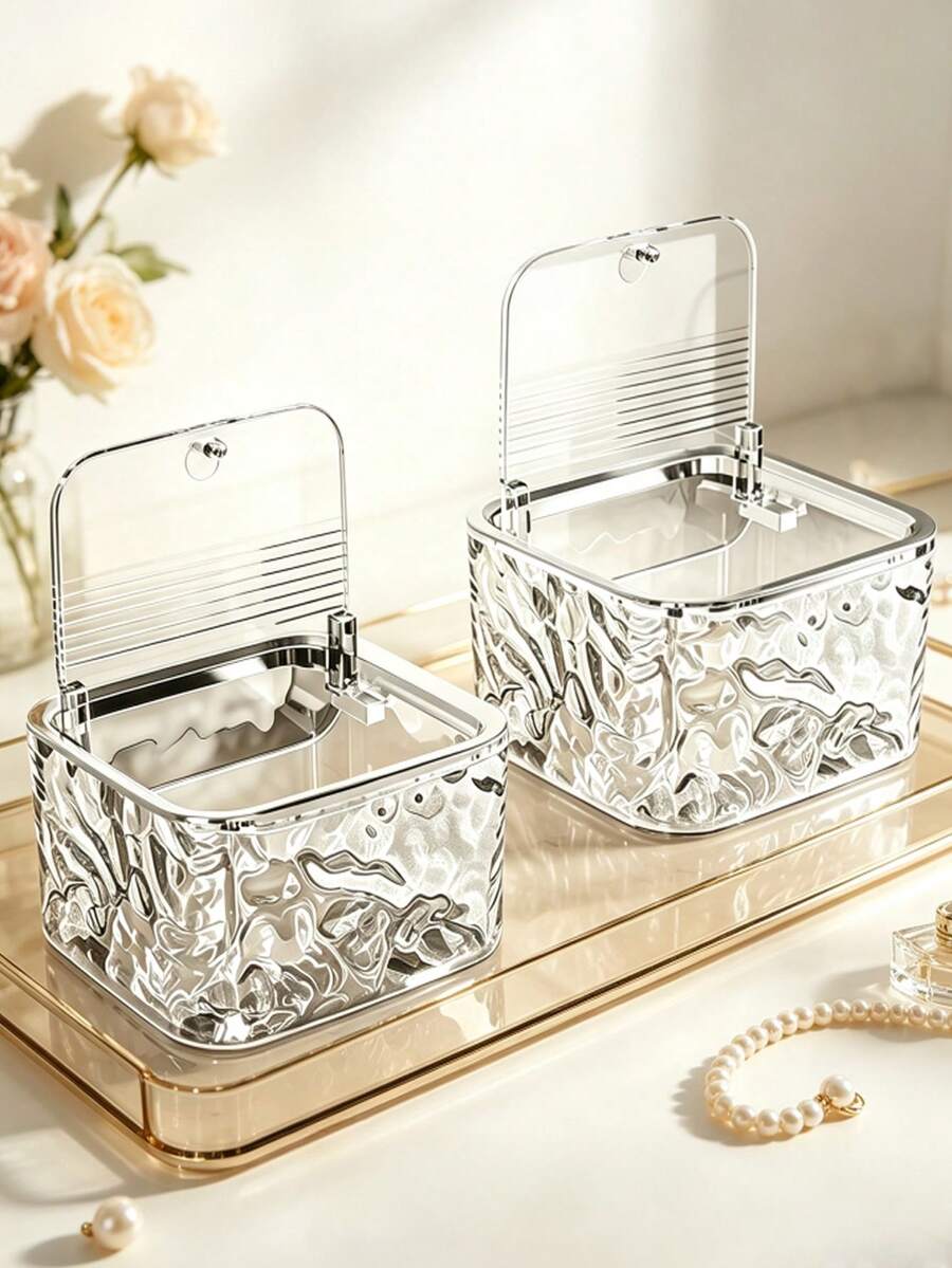 1pc Square Storage Box, Large Capacity For Jewelry, Hair Accessories, Earrings And Small Items, Furniture Office Study Desk Organizer, Jewelry Storage Box, Drawer Cosmetic Organizer, Bedroom Decor Desk Organizer, Home Desk Drawer Storage Box