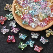 30pcs AB Color Acrylic Butterfly Beads With Glitter Transparent Faceted Butterfly Loose Spacer Beads For Jewelry Making DIY Bracelet Necklace Earring - Butterfly - View 5