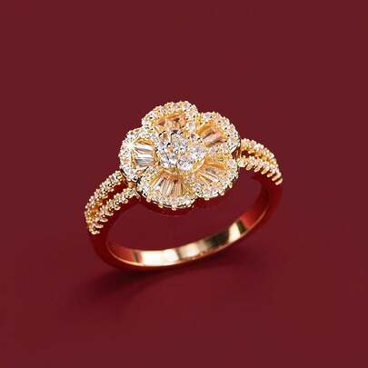 1pc Delicate Peach Blossom Design Fashionable Women's Copper Ring