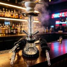 Complete Hookah Set, Dual Hose Glass Hookah Pot Combination, Portable Hookah, Includes Hookah Bowl And Full Set Of Accessories, Suitable For Home, Bar, Party Scenes - White - View 2