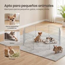 Feandrea Dog And Rabbit Playpen, Foldable Pet Park - Grey - View 4
