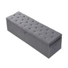 Upholstered Bed,King Size Bed,With Hydraulic Lever, Functional Storage Bed, Rivet Decoration, Without Mattress, Linen - Grey + Velvet + 135cm*190cm - View 8