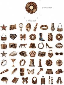 50pcs Leopard Print Element Stickers, Fashionable Popular Girl Stickers, Suitable For Phone Cases, Water Bottles, Scrapbooks, Notebooks, Storage Boxes, Refrigerators, Skateboards And Other Personalized Decoration Materials, Perfect As Birthday Party Gifts - Leopard Print Sticker - View 8