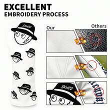 Funny Fisherman Pattern White Golf Club Headcover, PU Material Embroidered Design, Enhanced Club Protection, Golf Accessory - White - View 4