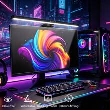 Lampu Monitor Komputer, Lampu Dinding Layar Komputer, Lampu Gantung Komputer Desain Layar Lengkung, Lampu Bar Monitor Komputer, RGB Dapat Diredupkan, Koneksi USB, Cocok untuk Bermain Game, Belajar, Bekerja, Membaca, Lampu Dinding Layar Komputer, Lampu Pelindung Mata untuk Kantor Komputer - Satu-Ukuran - View 3