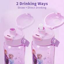 Disney Official Licensed Cartoon Plastic Water Bottle With Straw And Direct Drinking Spout, Leak-Proof And Portable, Suitable For Camping, Hiking, School And Other Occasions. - Multicolor - View 4