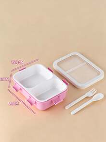 850ml Multi-Compartment Lunch Box, 304 Stainless Steel And PP Material Divided Meal Container, Includes Fork And Spoon Set, Leak-Proof Design, Suitable For School, Office And Travel, And Reusable - Multicolor - View 14
