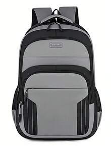 Contrast Color Nylon Fabric Backpack With Multiple Compartments, Large Capacity Business Laptop Bag, Durable And Breathable, Suitable For Youth Students, Travel And Commuting - Multicolor - View 11