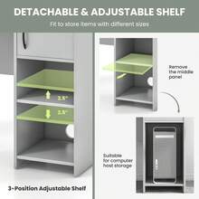 Computer Desk With Hutch, Home Office Desk With Storage Cabinet & Adjustable Shelf, Computer Workstation With 2 Cable Holes, For Working, Writing, Studying, Gray - 1 - View 5