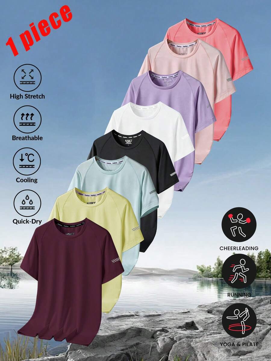 Women's Outdoor Short Sleeve Running Sports Lightweight Training Top T-Shirt Summer - Multicolor - View 1