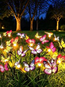 1pc Solar Powered Garden Decorative Light - Solar Firefly String Lights With Butterfly Lights - Waterproof IP65 - Outdoor Yard Path Decoration Light, Autumn Decor, Mother's Day Gift For Women, Halloween Decoration, Home Decor - Butterfly Firefly - View 1