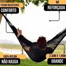 Rede De Dormir Nylon Tarrafa Camping Caça Pesca Varias Cores - Preto - Visão 5