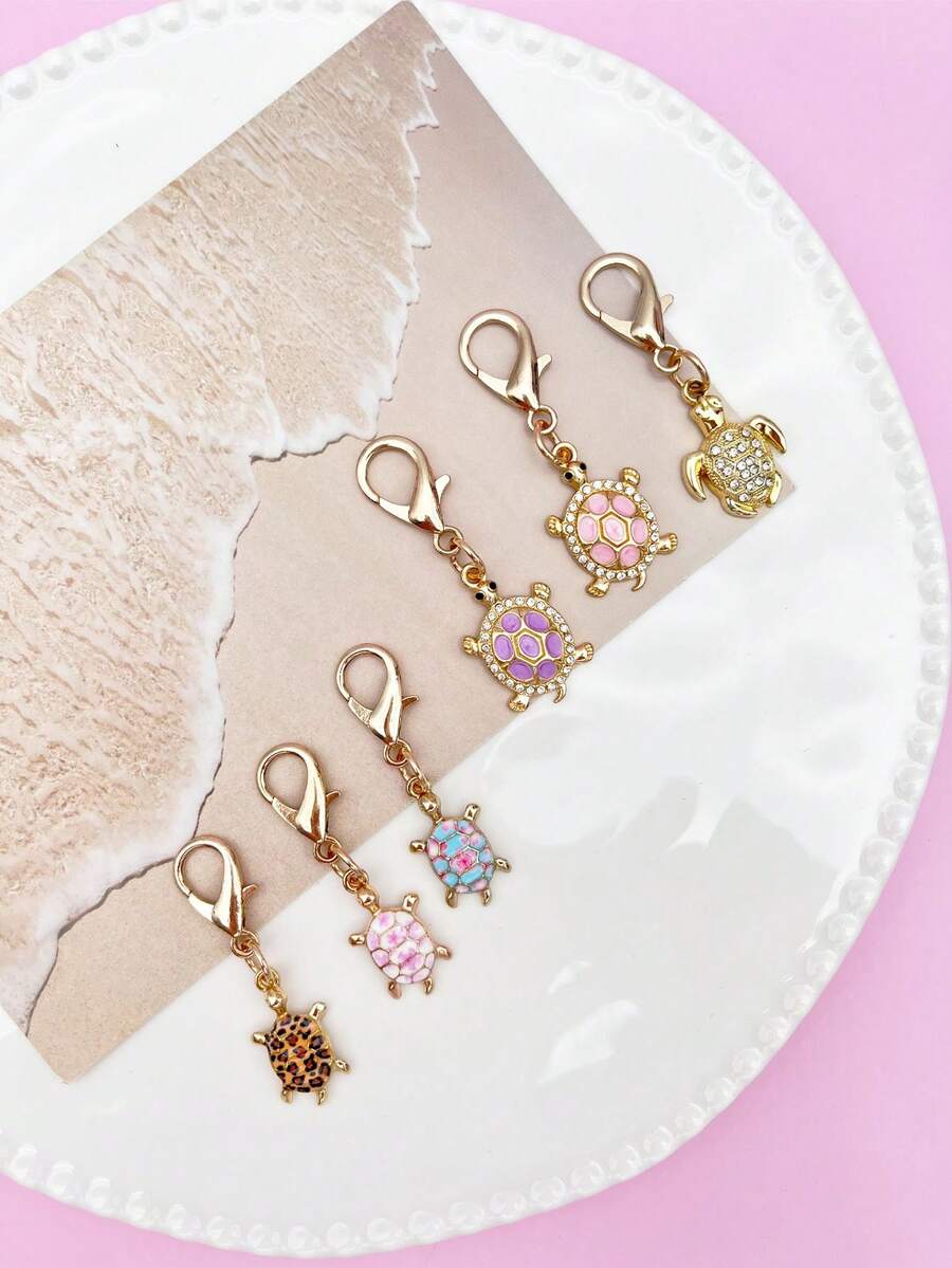 Fashion Mini Set Rhinestone Turtle Keychain Bag Accessory, Premium Turtle Bag Charm, Keychain Pendant, Exquisite Small Shoulder Bag Charm, Phone Charm Car Key Chain And Backpack Charm, School Graduation Gift - Multicolor - View 1