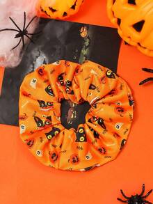 Halloween Elastic Fabric Printed Large Scrunchie Hair Accessory - Multicolor - View 10
