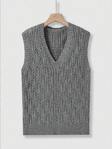 Men's Autumn/Winter Knitted Vest, Casual Business Versatile Commute - Grey - View 5