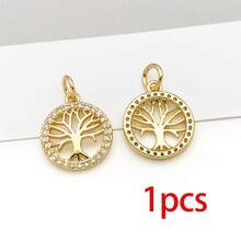 1pc 18K Golden Plated Charms Tree Of Life Palm Sunflower Daisy Leaf Enamel Rhinestone Pendants For DIY Bracelet Necklace Jewelry Making Findings - Gold - View 15