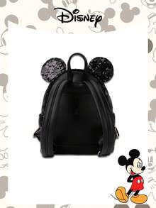 Disney Mickey Sequin Mini Backpack, Black Sequin With Mickey Ear Decoration - Black - View 4