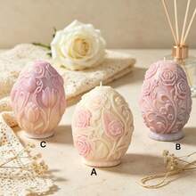 Tulip Scented Candle Silicone Mold, Egg-Shaped Embossed Rose Flower DIY Handmade Soap, Plaster Diffuser Stone, Decorative Candle Mold, Suitable For Easter And Christmas Decoration - Egg-shaped Tulip - View 1