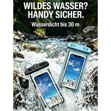Wasserdichte Handy-Tasche, hochtransparenter PVC-Material, geeignet für Schwimmen, Tauchen und Strandurlaub. In Schwarz und Blau erhältlich, kompatibel mit Handys unter 7,2 Zoll. - Blau + Schwarz - Übersicht 5