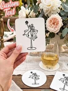 Personalized Wedding Coasters,Customized Coasters,Customizable Name/Date/Text, Suitable For Wedding,Teacups,Exclusive Tabletop Protection Pad,Used For Dining Table Arrangement Beverage Cup Holder, Anniversary - Multicolor - View 5