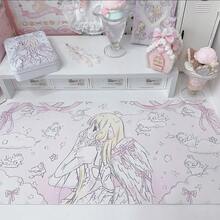 1pc Leather Mousepad Korean Ins Cartoon Chobits Chi Student Long Desk Mat | Kawaii PU Leather Mouse Pad For Dorm Dining, XXL Cute Anime Office Decor - View 3