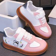 Girls' Cute Rabbit Embroidered Soft Sole Non-Slip Hook And Loop Casual Sneakers, Versatile Daily School Shoes - Pink - View 2