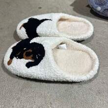 Sandal Rumah Hangat untuk Wanita Motif Dachshund untuk Pemakaian Sehari-hari - putih - View 2