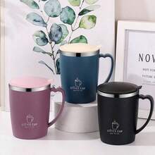 1pc Coffee Mug, Portable Milk Cup, Breakfast Afternoon Tea Latte Cup, Home Office Coffee Cup, Suitable For Home, School, Office, Travel Use. - Multicolor - View 1