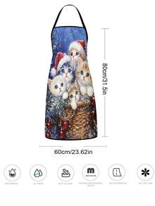 2/4pcs Christmas Apron, Featuring Cute Christmas Cat Pattern. Suitable For Kitchen Cooking, Festivals And Parties. A Great New Year Gift To Give To Friends. - Multicolor - View 3
