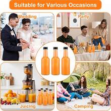 30pcs Mini Plastic Bottles Set, Capacity 0.85oz, 1.7oz, 3.3oz And 5oz, With Caps, Includes 2 Liquid Funnels And Khaki Labels, Suitable For Hot Sauce, Liquor Or Juice - Black - View 8