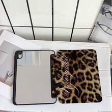 1pc Faux Fur Leopard Print Unforgettable Cursive Letter Print Three-Fold Protective Case Auto Sleep Wake Shockproof Clear Back Tablet Cover Compatible With IPad 10th Gen Smart Case/11(A16 2025)/Compatible With Samsung Galaxy S9/S7/S10+/Compatible With Xiaomi/Compatible With Huawei - Multicolor - View 7