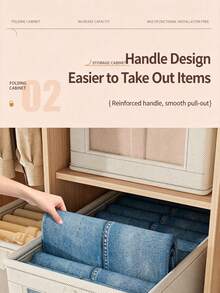 1pc Oxford Fabric Foldable Storage Box, Visual Window Clothes Organizer For Closet Cabinet, Wardrobe Storage Container For Pants Underwear Garments - Multicolor - View 5