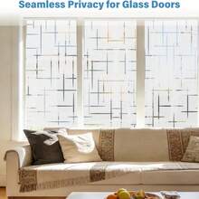 Window Privacy Film, Frosted Cross Window Cling, 17.5″ X 78.7″ Removable Frosting Glass Film, Static Cling Day Night Privacy, Block UV & Heat Control, Decorative Covering For Home Bathroom - 1PC - View 2
