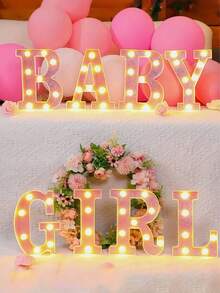 1pc Pink Sequin Glowing Letter/Number Desktop Decorative Night Light, Romantic Proposal Birthday Party Atmosphere Light, Guide Light - Q2-pink Letter Light - View 5