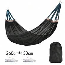 Ultra-Breathable Mesh Hammock, 260*130cm Extra Large Ice Silk Swing Bed, Quick-Dry Portable Hammock With Travel Bag And 2 Hanging Ropes, Suitable For Outdoor Camping, Garden, Patio, Beach, Backyard And More, Random Strap Color - A - View 6