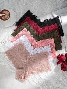 6pcs/Pack Plus Size Women's Sexy Lace Triangle Panties - Multicolor - View 4