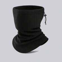 1pc Camouflage Warm Fleece Neck Gaiter, Windproof Face Mask With Adjustable Elastic Band, Suitable For Skiing, Cycling And Outdoor Sports Winter Neck Protection - Black - View 5