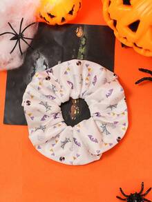 Halloween Elastic Fabric Printed Large Scrunchie Hair Accessory - Multicolor - View 27