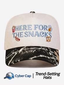 1pc Women's "HERE FOR THE SNACKS" Trucker Hat Adjustable Design Stylish Embroidered Five-Panel Cap Perfect For Casual Wear, Parties Travel - Multi-color - View 11