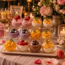 1/10/20/30/40/50/60/80/100pcs Spherical Transparent Mini Dessert Bowl Set, Minimalist Round Belly Design With Outstanding Aesthetics, Easy To Arrange And Display, Suitable For Dessert Table, Banquet Party, Coffee Shop, Bakery Store, Serving Ice Cream, Pudding, Small Desserts, Enhancing Table Atmosphere, Multi-Specification Practical Dessert Container - Clear - View 5
