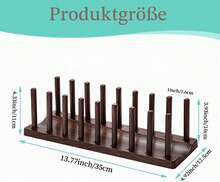 Multifunctional Dish Rack For The Kitchen, 35 * 12.5 * 11 Cm, Suitable For Use On The Worktop Or In A Cupboard; For Storing Plates, Pot Lids, Cutting Boards, Cookware And Baking Utensils; Suitable For Storing And Placing Various Items - Brown - View 3