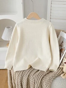 Sweater Kasual Lengan Panjang Leher Bulat Bordir Beruang untuk Anak Perempuan Remaja Musim Gugur/Dingin - Aprikot - View 2