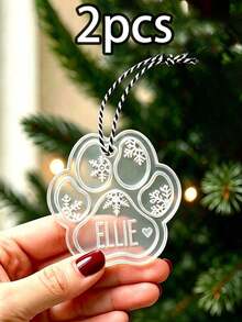 LICVIC Custom Paw Print Bone Christmas Ornament, Personalized Pet Name Tree Decor, Festive Snowflake Holiday Style, Customized Name Christmas Hanging Ornament, Customizable Pet Keepsake, Christmas Tree Decoration, Christmas Gift 2026, Pet Keepsakes, Family - White - View 16