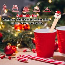 36pcs Christmas Style Snowman/Penguin/Snowflake/Santa Claus Pattern Wooden Spoons, Disposable Tasting Spoons, Christmas Fun Cartoon Shaped Sample Spoons, Smooth Edges Without Burrs, Suitable For Winter Holiday Hot Chocolate, Cake, Coffee, Ice Cream, Etc. - Multicolor - View 7